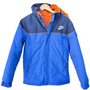 Nike Reversible Jacket Youth XL 18-20 Blue Orange Hooded Full Zip Coat Kids